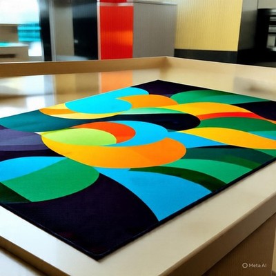 Hand-Tufted Abstract Rug: Modern Geometric Multicolor Carpet