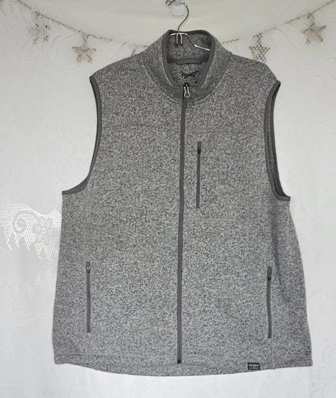 LL Bean Men's Large Fleece Fitted Vest Boho Outdoor Utility Cottage Style  
