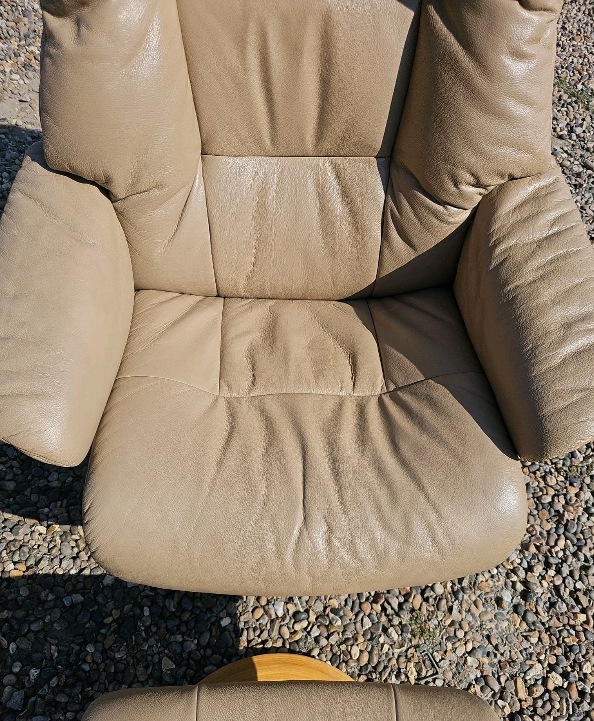 John Lewis Ekornes Stressless Style Chair With Footstall Beige Leather — image 9