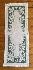 Vintage Handmade Cross Stitch Floral Design Table Runner 14" x 37"