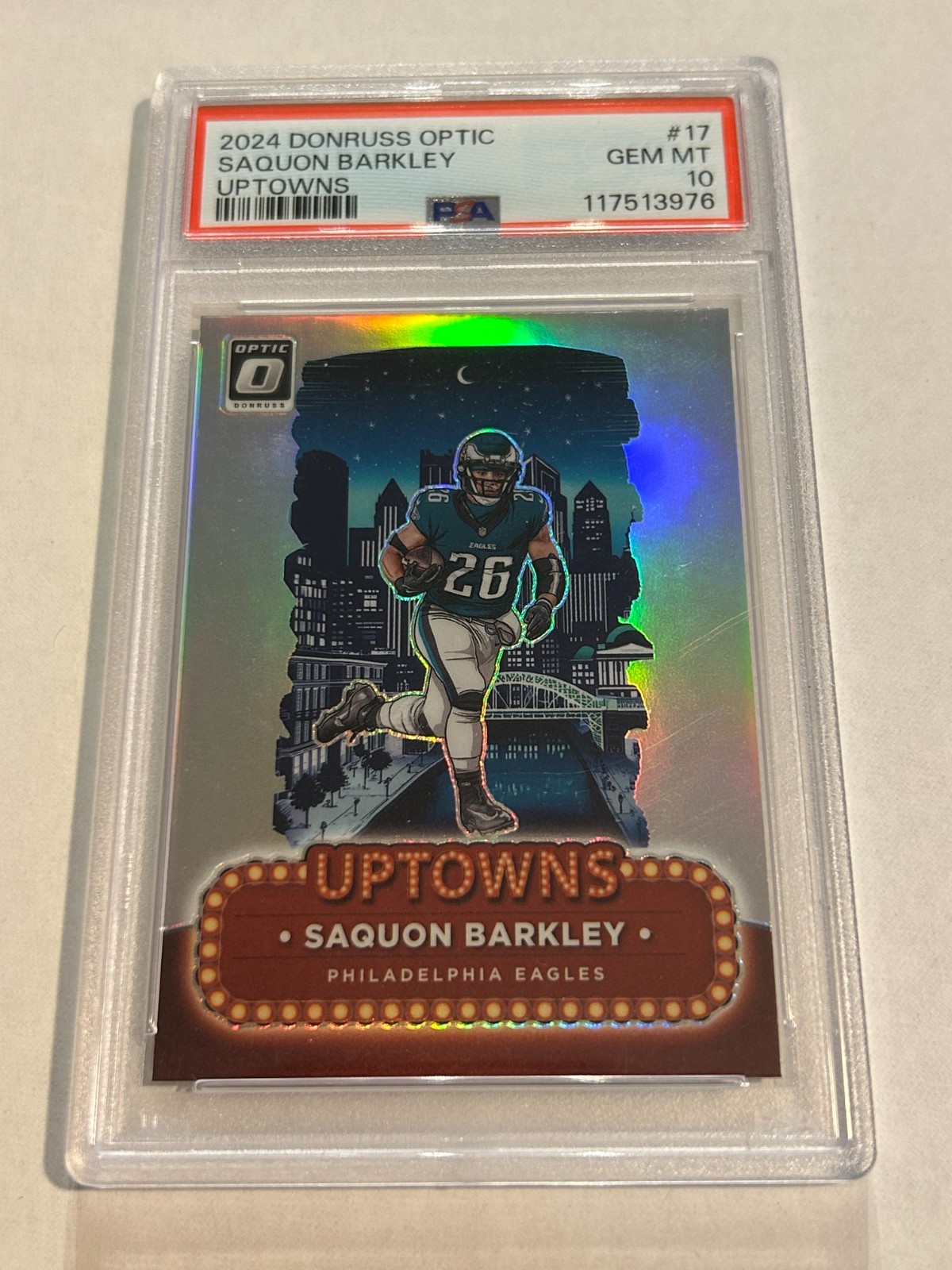 2024 DONRUSS OPTIC SAQUON BARKLEY UPTOWN #17 PSA 10 EAGLES SSP