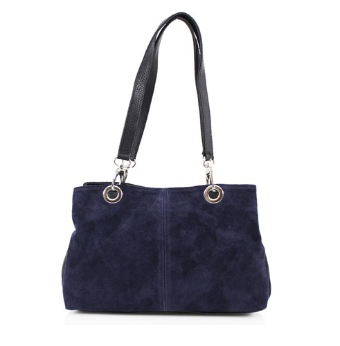 Italian Real Suede Leather Shoulder Bag Tote Women's Vera Pelle Handbag - Picture 4 of 20