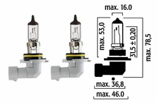 Two Flosser 9006 HB4 12V 51W P22d Halogen Head Light Bulbs - Made in Germany