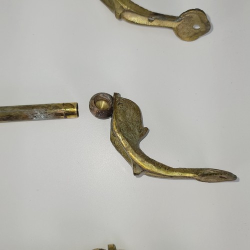 Vintage Solid Cast Brass Coi Fish Matching Towel Rack & Hangar Mounted Hook Set - Picture 7 of 13