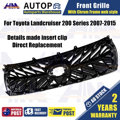 New Cool Front Grille Chrome Gloss black web For 2007-15 Toyota Landcruiser 200 - Picture 6 of 6