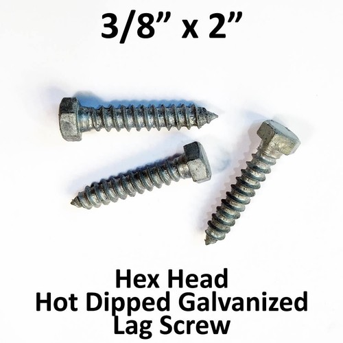 (100) 3/8" x 2" Lag Screws Hex Head Galvanized Heavy Duty Wood Bulk Lag