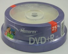 NEW Memorex Blank Recordable DVD+R 16x 4.7GB 120min Video 25 Pack Spindle Sealed