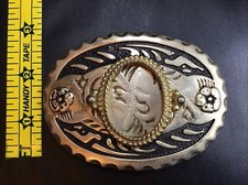 Vintage Metal Cowboy Silver Color BELT BUCKLE With A Small Frame For Pictures