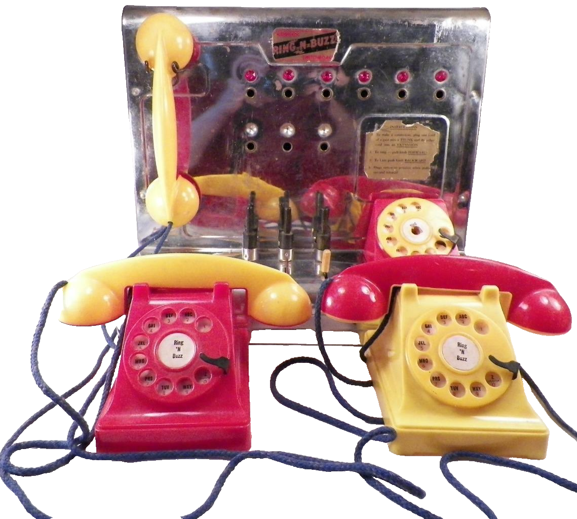 KamKaps Ring n Buzz Switchboard Toy with 2 Telephones 1950s KamKaps Ring n Buzz Switchboard Toy with 2 Telephones 1950s