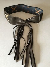 Vintage Leather / Suede Belt W/ Fringe Hippie/ Boho TIE BELT 25-1/2  Waist UOS