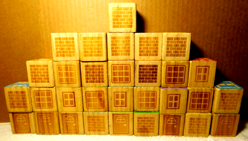 Playskool~Alphabet, Numbers, & Pictures Wooden Building Toy Playing Blocks 2013 - Picture 8 of 20