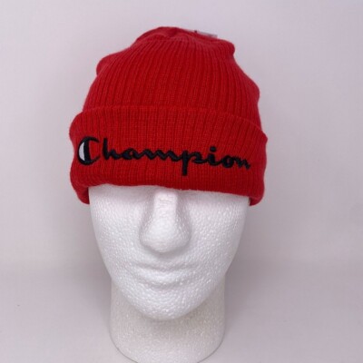 NWT Champion Beanie Winter Hat Red Logo Script Spellout Hip