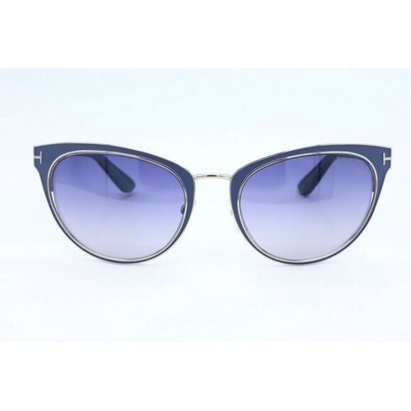 Tom Ford Nina TF 373 86Z Cat Eye Blue Silver Sunglasses Blue Gradient Lenses (B) Amazon.com: Tom Ford Blue Light Block Cat Eye Ladies  main image 3
