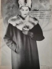 1958 Women's Originala Stroock coat Empress Chinchilla Kashmir fur vintage ad 