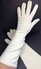 VAN RAALTE Amersuede White Forearm Length GLOVES Ladies Size 6.5 MEDIUM G8 