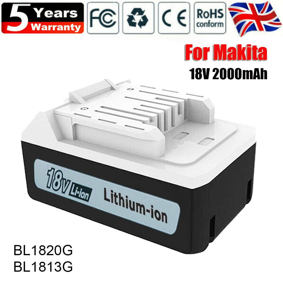 18V 2000mAh BL1813G Batterie BL1820G BL1840G BL1811G 195608-4