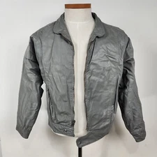 Vintage Harlin Gray Genuine Leather Jacket Mens Size 38 
