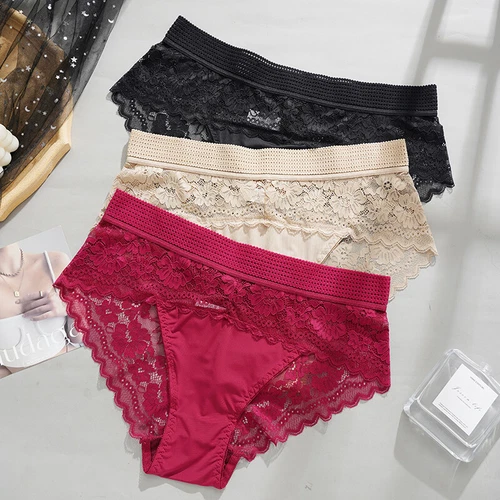 5 Pack Lot Womens Sexy Panties Lingeries High Waist Lace Underwear Thongs Brief - Picture 5 of 17