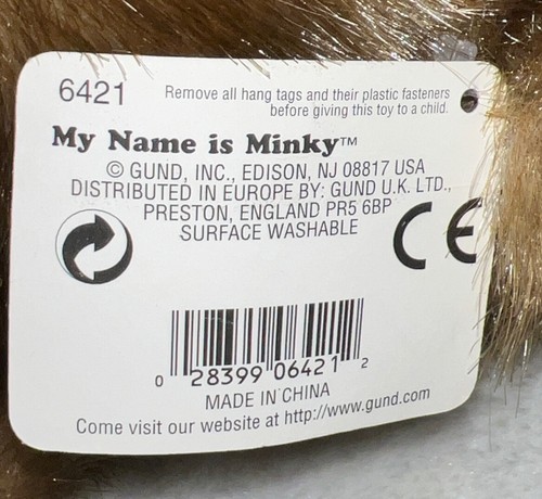 Gund Teddybär *MINKY* Plüschtier 14 Zoll braun Faux Nerz Stofftier Neu mit Etikett nummeriert - Bild 5 von 24