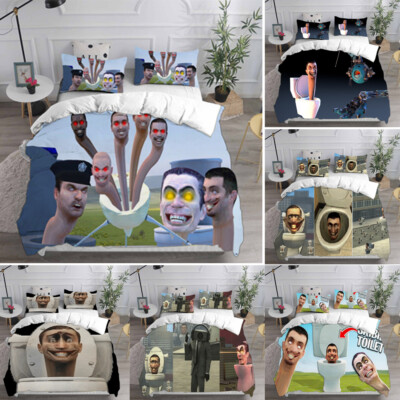 Skibidi Toilet Speakerman Bosses 3D Bettbezug Bettwäsche Set Kissenbezug Quilt
