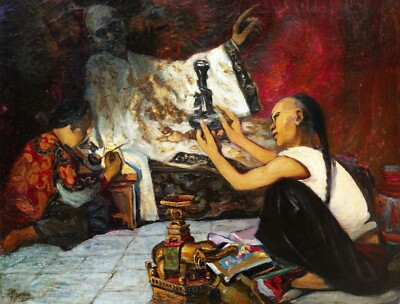 Französische öl gemälde bild Orientalistisch Szene Chinesisch Öl Leinwand China