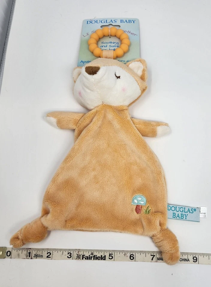 Manta de seguridad Douglas Fox Baby Lovey juguete de peluche con anillo mordedor nueva suave Foto 3 de 4