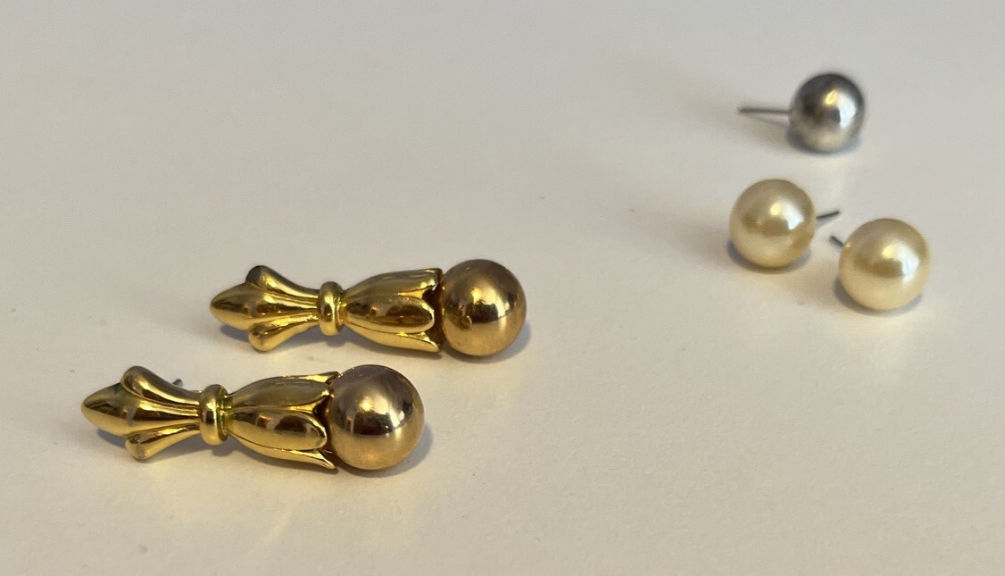 Premier Designs Interchangeable Ball Earrings Gol… - image 2