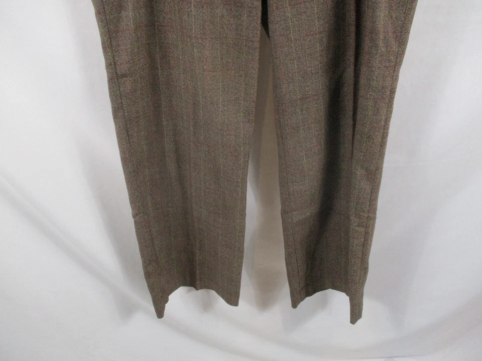 Calça Larry Levine Feminina 12 Vestido Xadrez Marrom Perna Reta Poliéster Elástico - Imagem 3 de 4