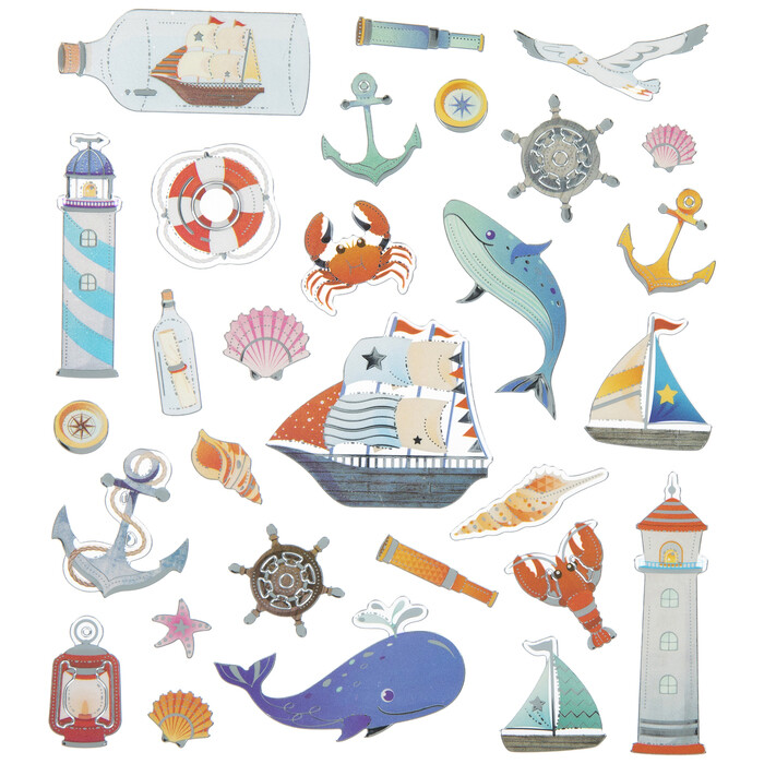 Boats & Shells Sea Life Ocean Stickers Papercraft Planner Supply DIY Crafts Card