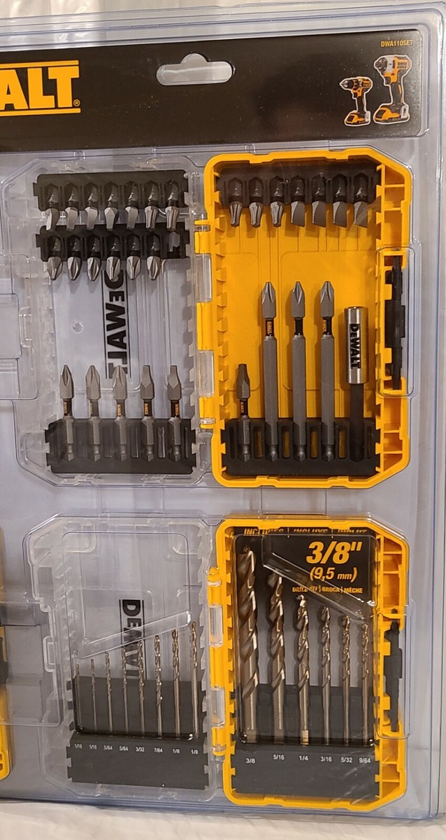 Dewalt 110 Piece ScrewDriver Drill Bit Set Clear Tough Grip Cases DWA110SET NEW eBay
