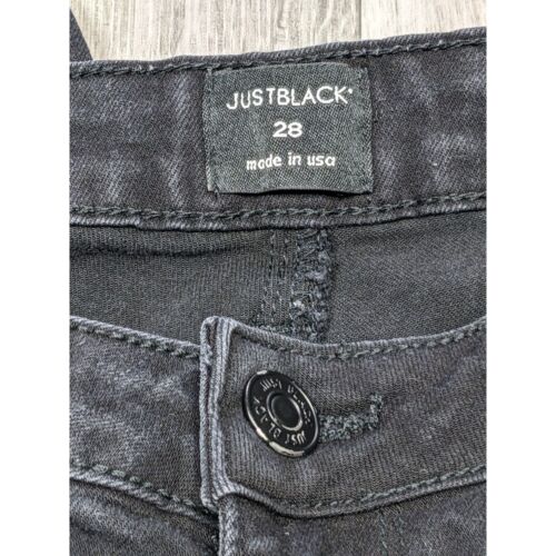 Just Black Womens Size 28 Fringe Hem Distressed Skinny Black Denim Jeans - Picture 4 of 11