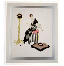 Vintage 1980s Art Deco Artist Gallery Exhibition Card ERTE "Harmony"