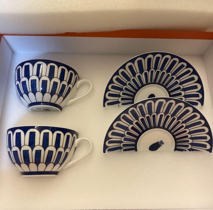 Hermes Bleus d'Ailleurs Tea Cup Saucer Blue Tableware 2 set Coffee
