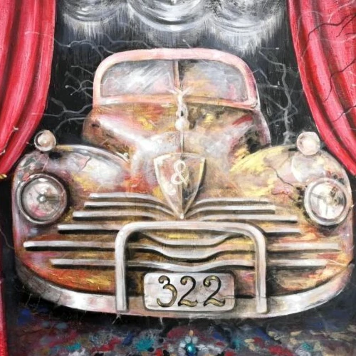 pintura de arte contemporáneo figurativo surrealismo vintage época coche insecto escarabajo Foto 3 de 4