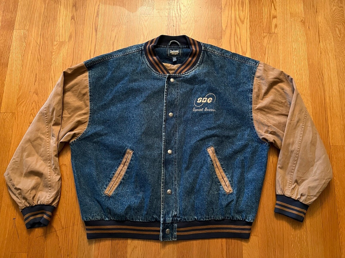 Dunbrooke Denim Jacket Varsity Canvas Vintage Mens XXL Embroidered