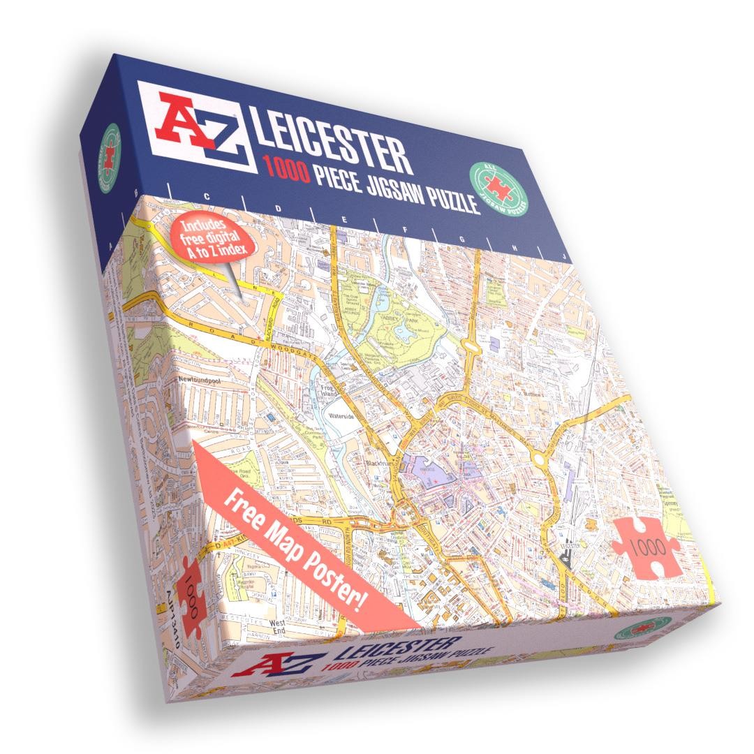 A-Z Map of Leicester 1000 Piece Jigsaw Puzzle Exclusive Street Map Great Britain