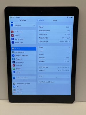 Apple iPad Air (1st Gen) | Model MD785LL/A | 9.7-inch | Space Gray | 2013 | 16GB