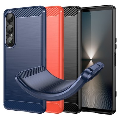 TPU Hülle für Sony Xperia 1 VII Carbon Fiber Skin Brushed Schutzcover Soft Case