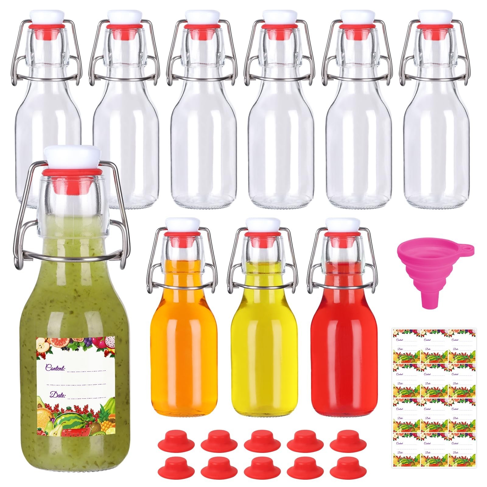 4 Oz 10 Pack, Glass Bottles With Airtight Lid, ...