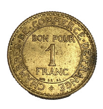 Original M&uuml;nze Frankreich 1 Franc 1922 - Handelskammern - Merkur sitzend