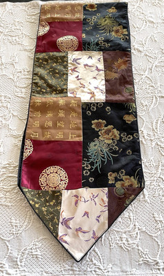 Vtg Ashley McBride Asian Style Table Runner Colorful RN 107710 Approx 13 X 72''