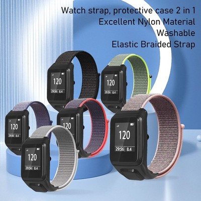 Glitter Yellow 2 In 1 Elastic Braided Nylon Sport Watch Strap Replacement Watch