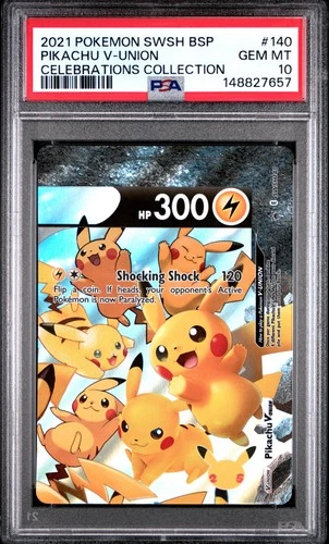 2021 POKEMON SWSH BLACK STAR PROMO CELEBRATIONS COLL #140 PIKACHU V-UNION PSA 10