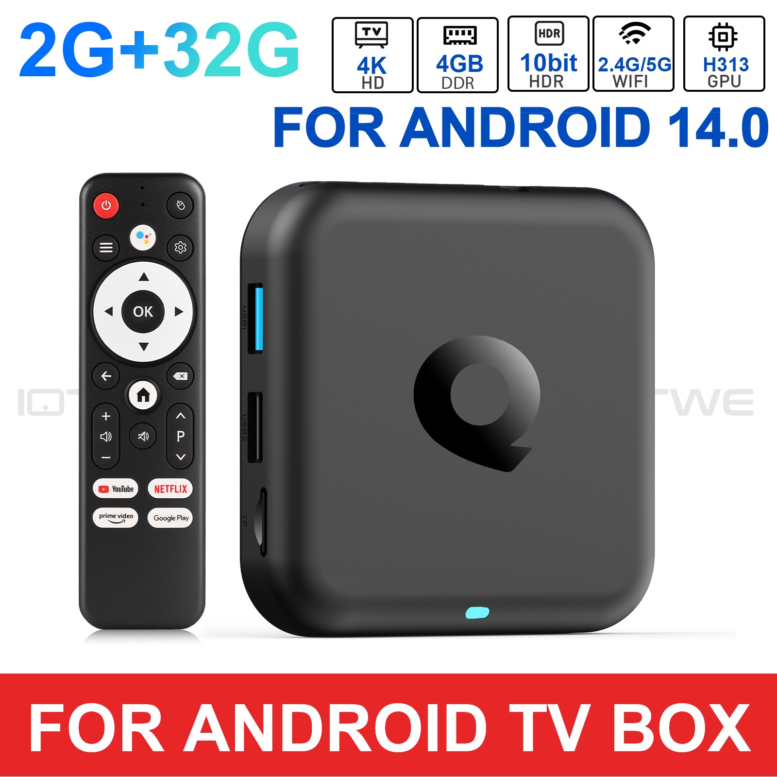 2026 NEW Smart TV BOX Android14 Quad-core 2+32GB 2.4G/5G WIFI6 Media Player AU