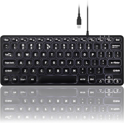 PERIBOARD-332 Wired Backlit USB Keyboard - Mini 11.22X4.57X0.83 Inches - Slim Sc