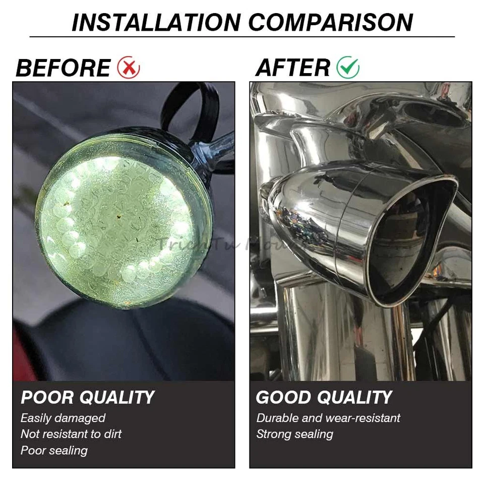 4x Turn Signal Light Lens Cover Chrome Bezels Visor For Harley Davidson Softail - Image 4 of 4