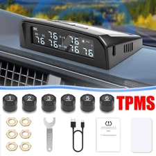 RV Tire Pressure Monitoring System Real Time Solar Trailer TPMS + 6 Sensors US