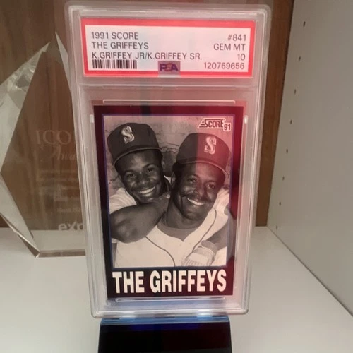 Score 1991 The Griffeys #841 Ken Griffey Jr & Sr PSA 10 Seattle Mariners MLB