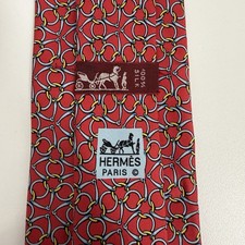Hermes Men's Tie Equestrian Chain Links Red/Blue/Yellow 7580 SA 3.25" x 57" guc