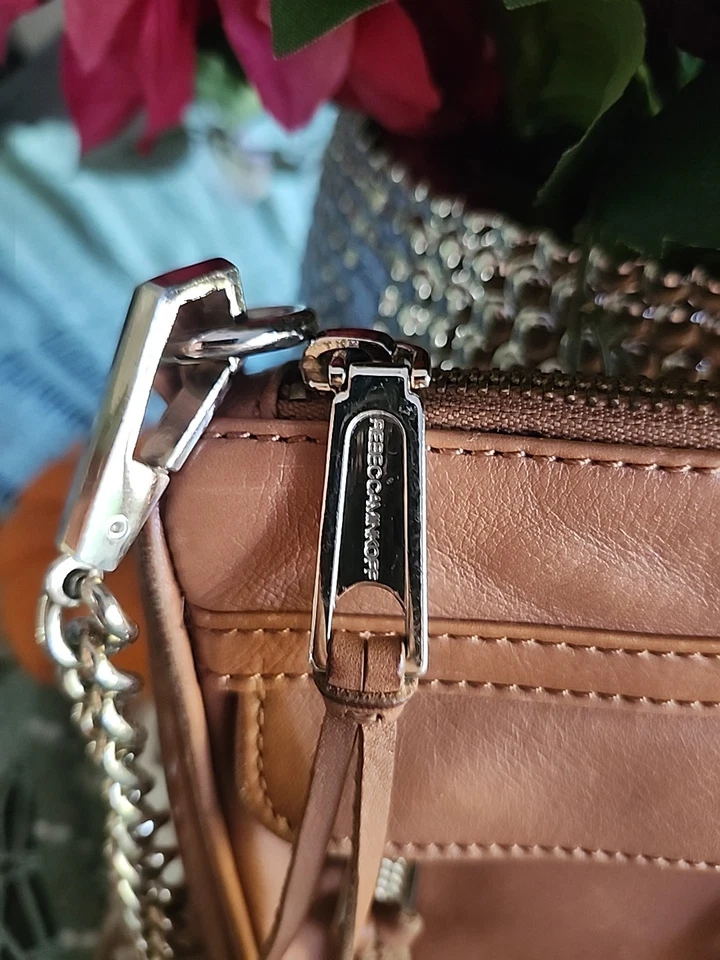 Rebecca Minkoff Mini M.A.C. Crossbody Bag Leather Camel Tan Brown Chain - Image 4 of 4